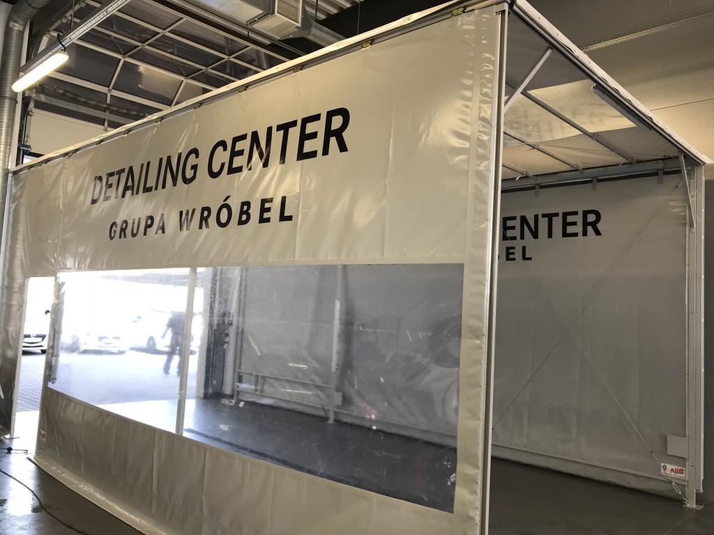 Namiot serwisowy Detailing Center Grupa Wróbel z poszyciem PCV