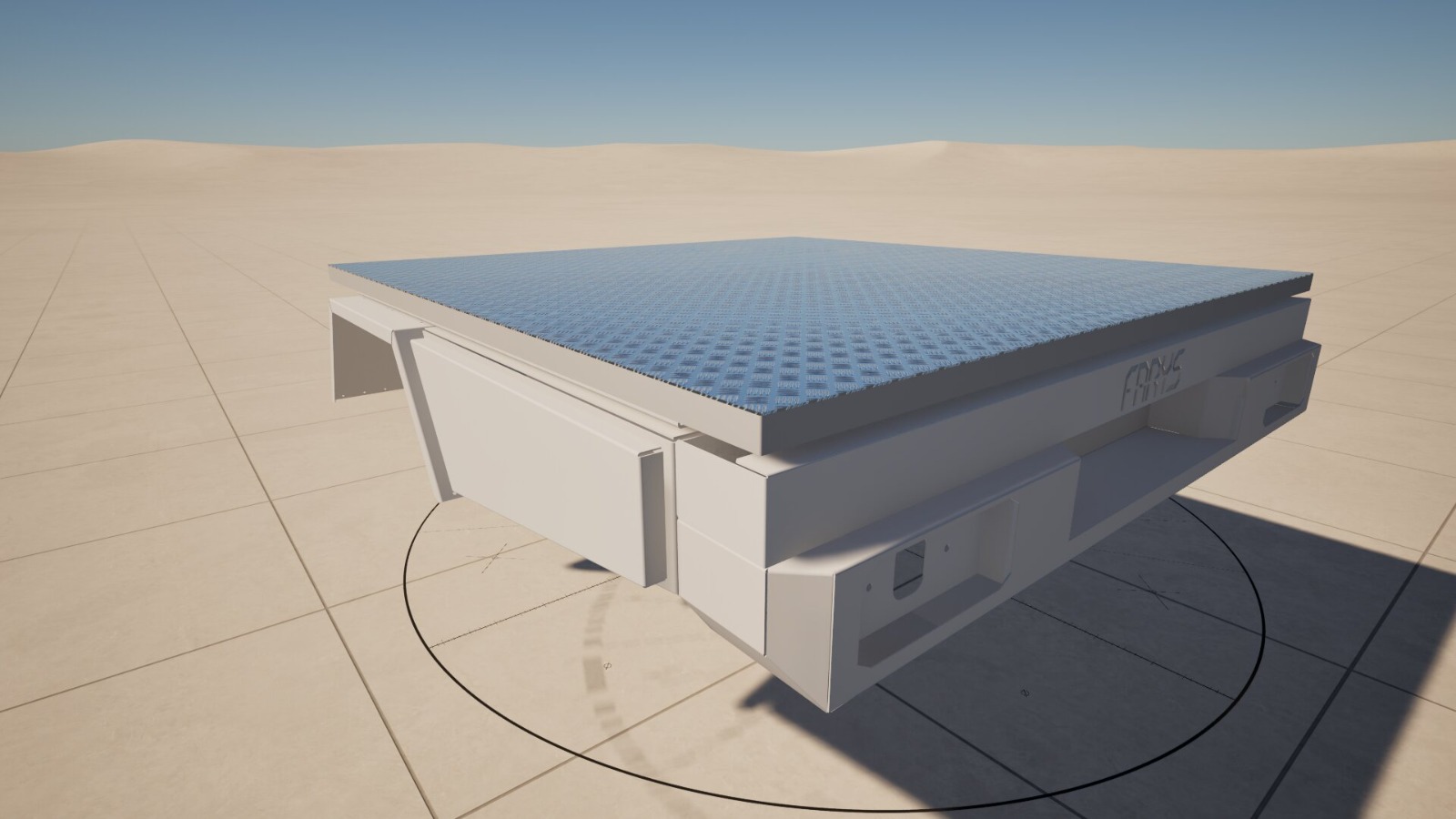 Moduł platformowy z panelem solarnym – render 3D
