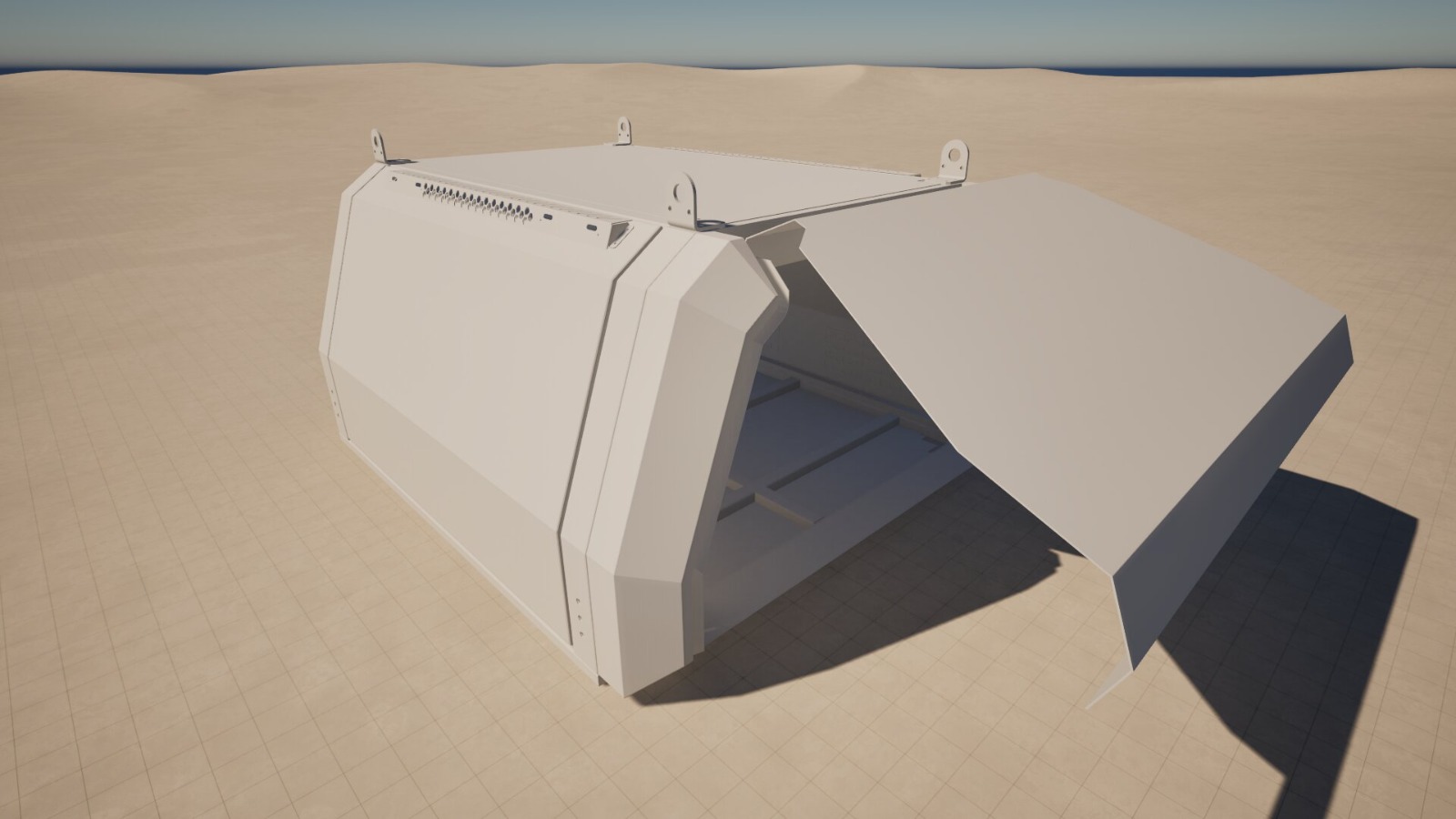 Moduł przyczepki z otwartą klapą boczną – render 3D